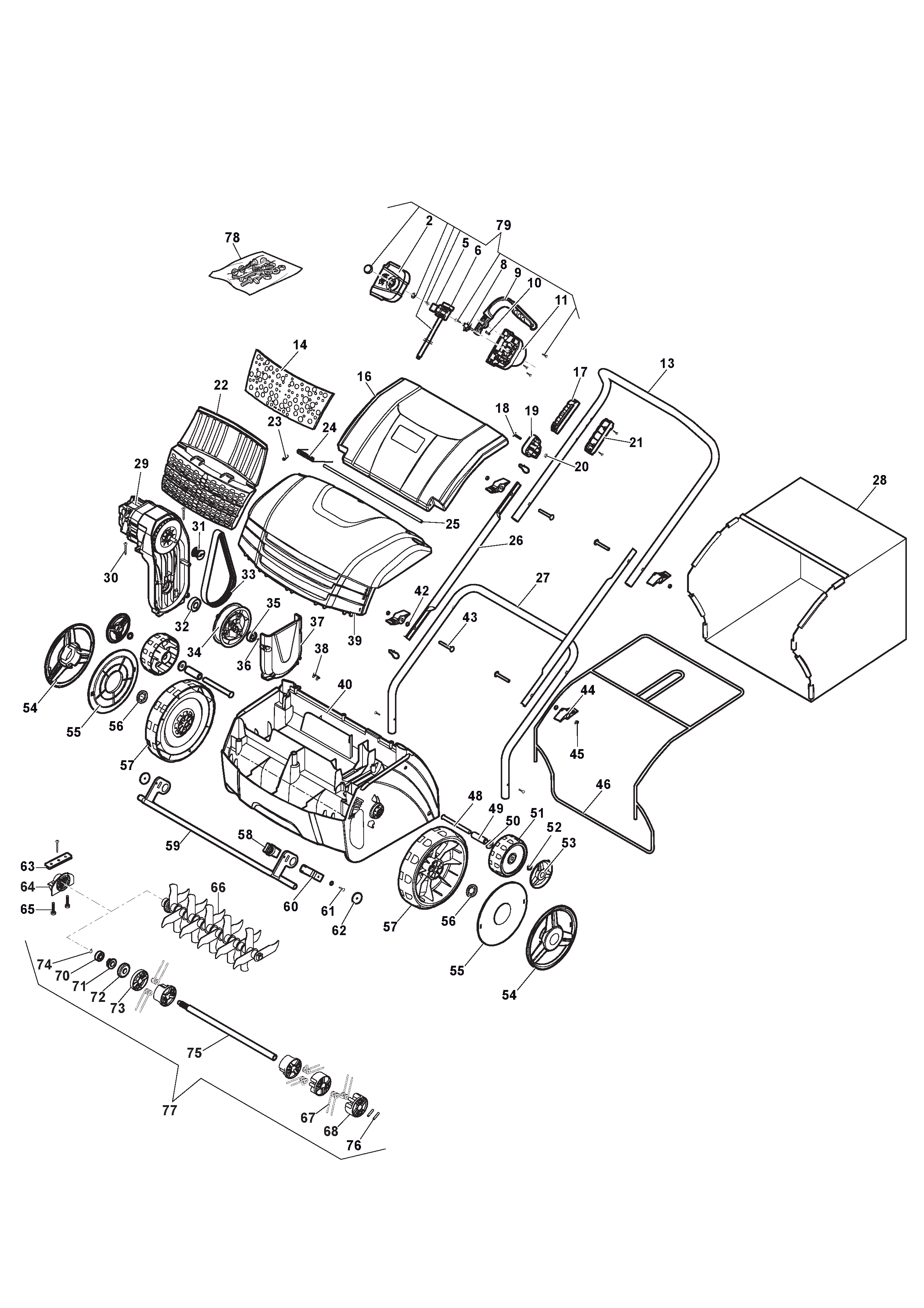 Скарификатор в сборе для Stiga ASC 1.3 E (2021) # 290002134/A20, цена в Москве, купить запчасти Стига в интернет-магазине «Премиум инструмент»