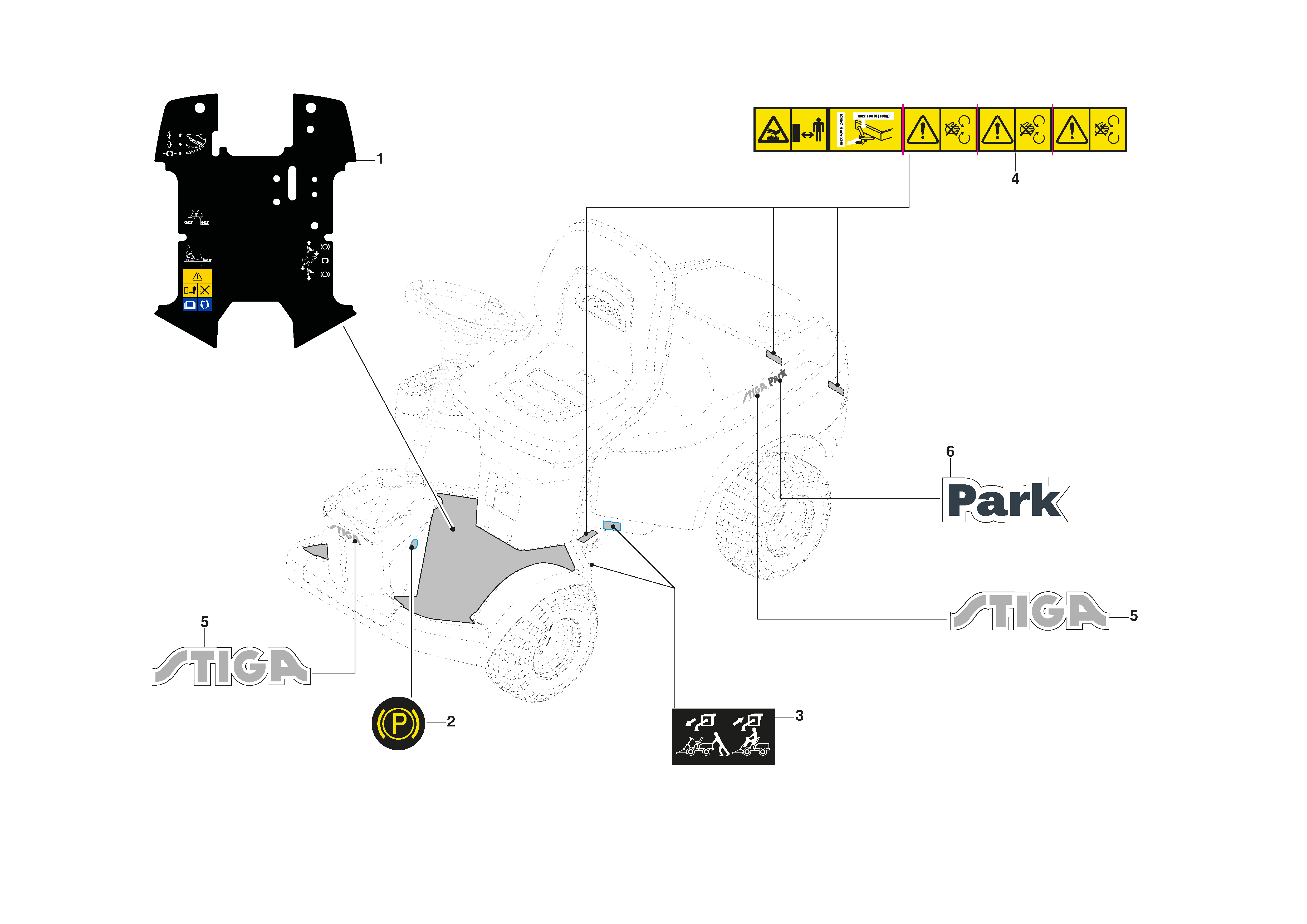 Наклейки для Stiga PARK 500 WX (2022) # 2F6130645/ST2, цена в Москве, купить запчасти Стига в интернет-магазине «Премиум инструмент»