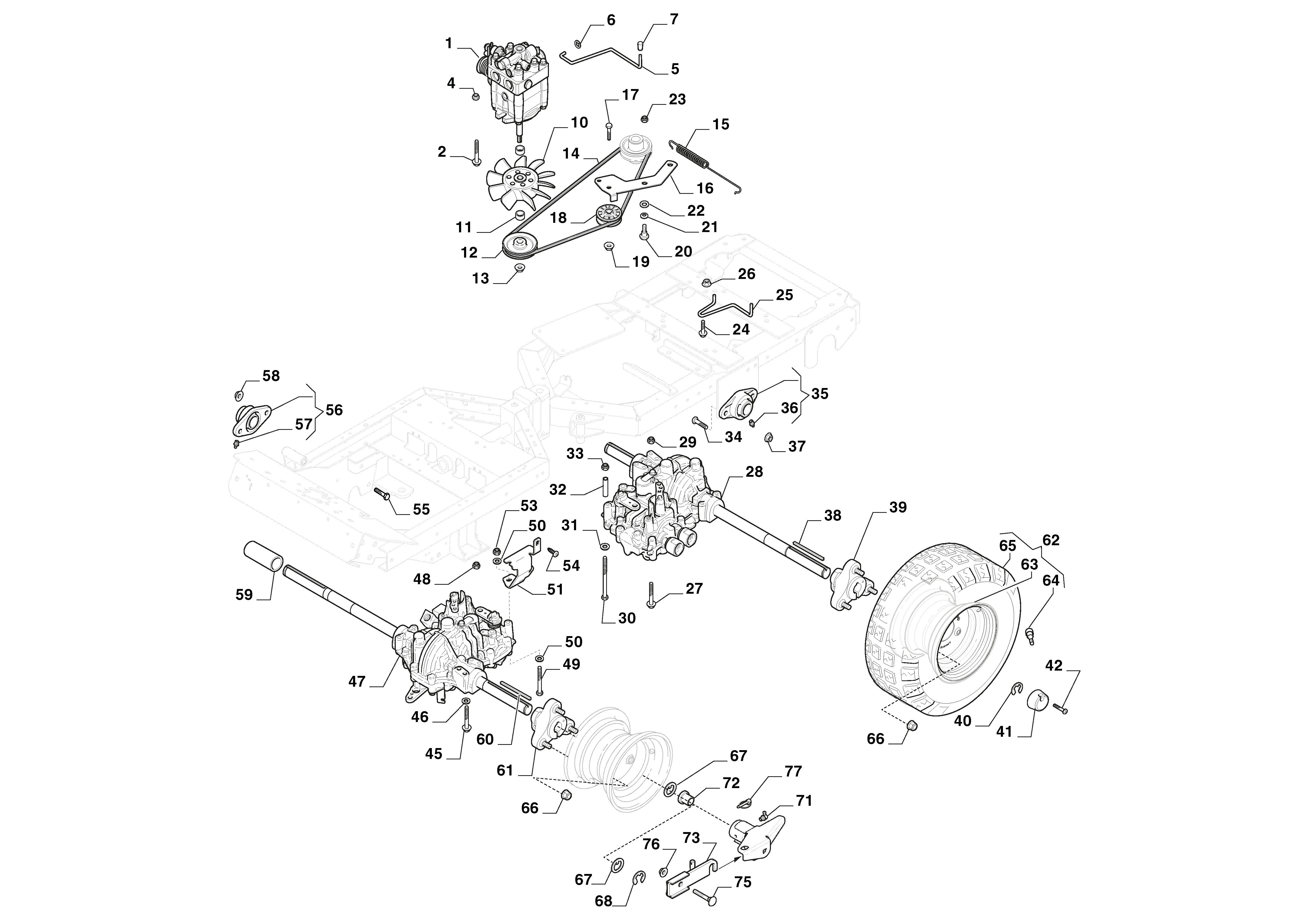 Трансмиссия (Mechanical Parts) для Stiga PARK PRO 900 AWX (2022) # 2F6430931/ST2, цена в Москве, купить запчасти Стига в интернет-магазине «Премиум инструмент»