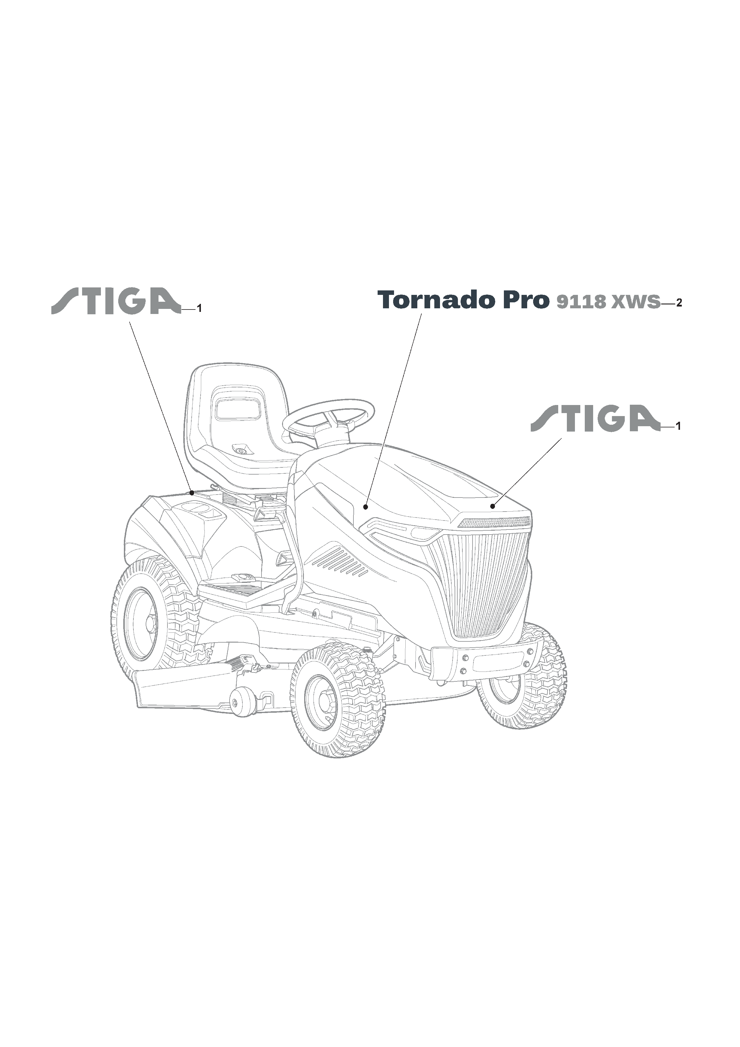 Наклейки для тракторов Stiga TORNADO PRO 9118 XWS, артикул: 2T3025681/17 - цена в Москве, купить запчасти Стига в интернет-магазине «Премиум инструмент»